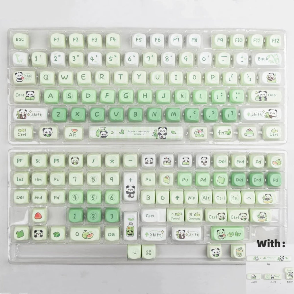 Cute Green Panda Theme Artisan Keycap Set