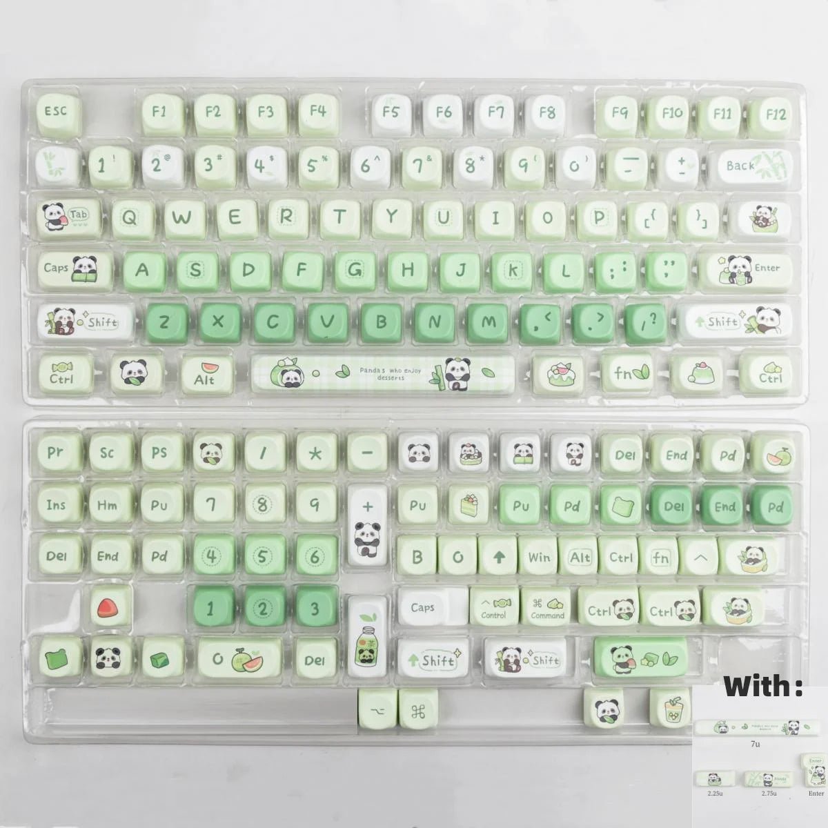Cute Green Panda Theme Artisan Keycap Set
