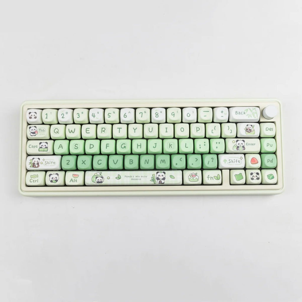 Cute Green Panda Theme Artisan Keycap Set