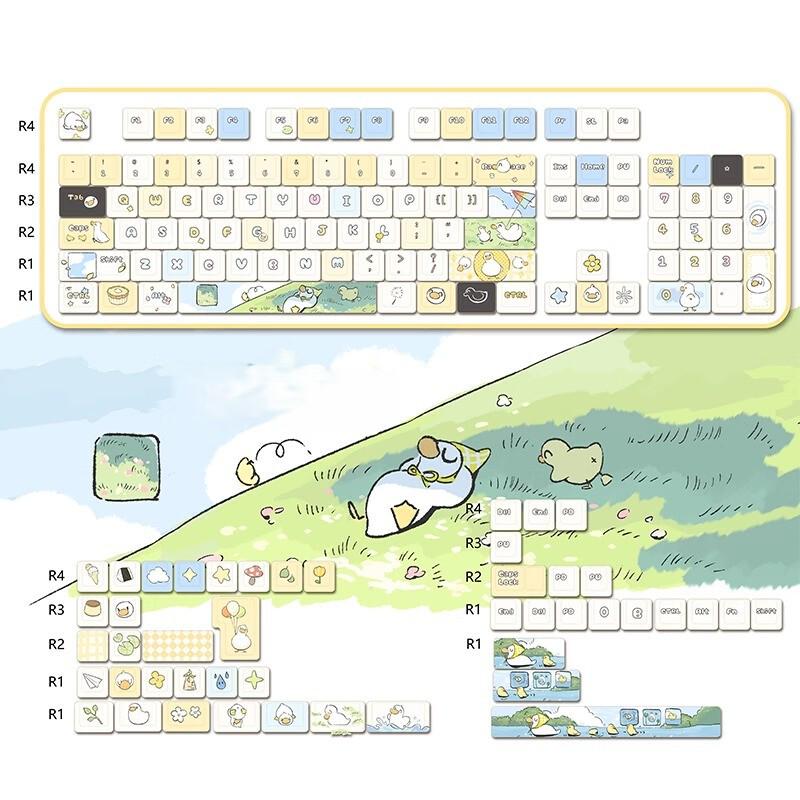 Cute Happy Duck Theme Artisan Keycap Set