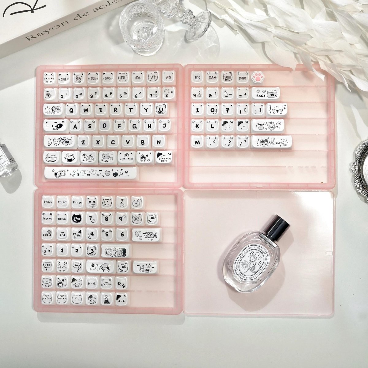 Cute Jelly Cat Theme Pink Keycap Set
