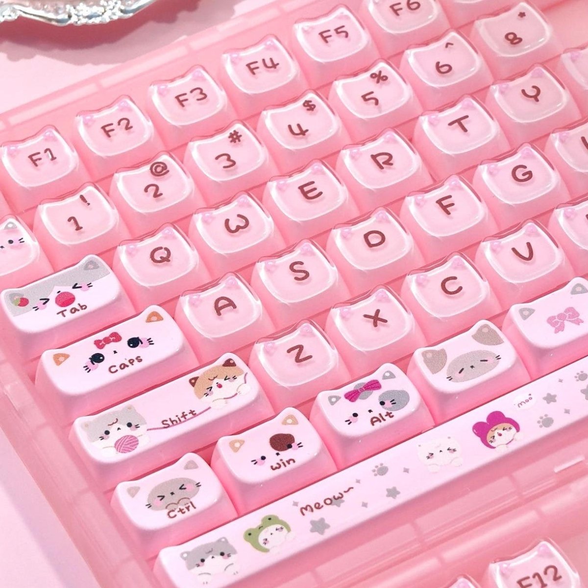 Cute Jelly Cat Theme Pink Keycap Set