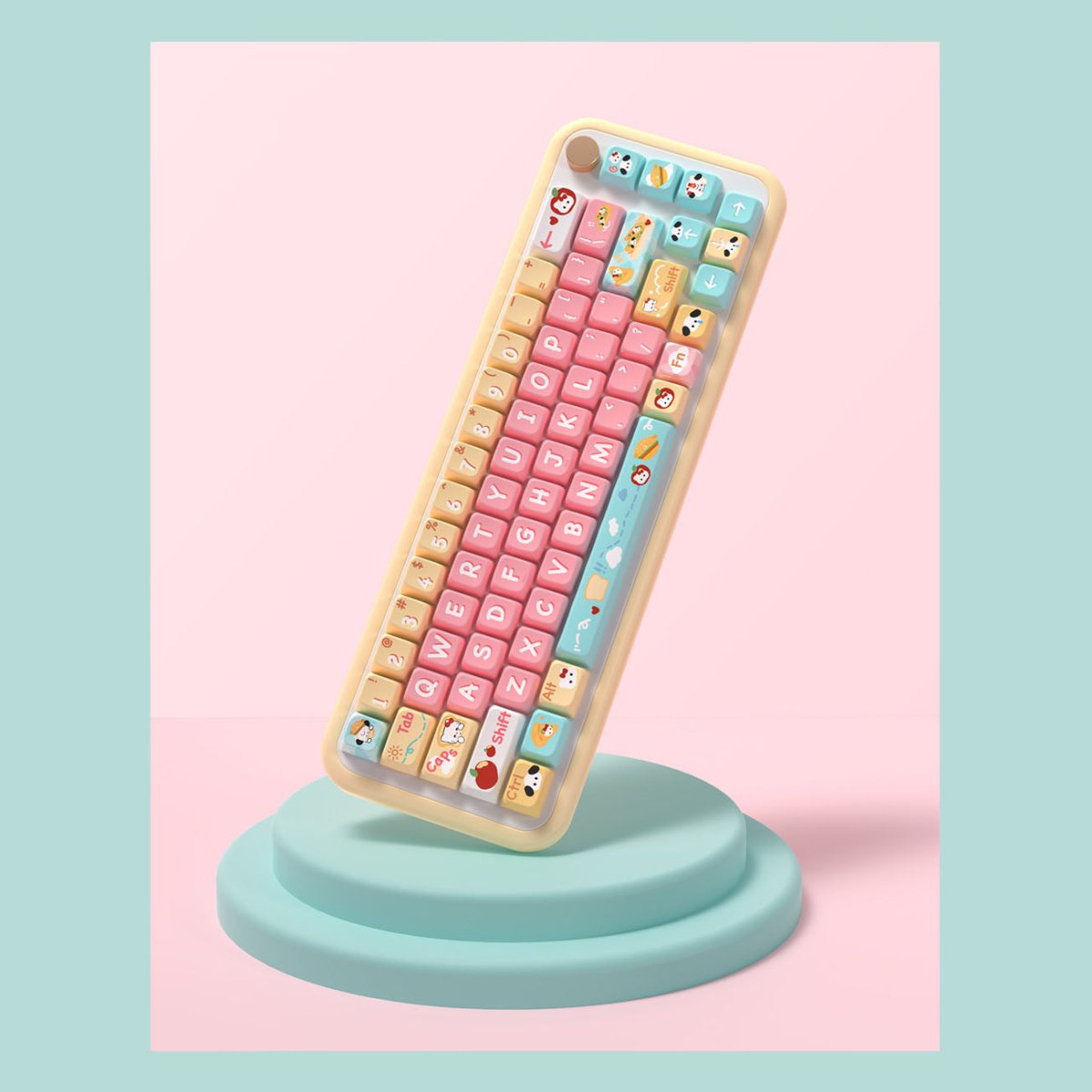 Cute Kitty Puppy Toast Theme Keycap Set