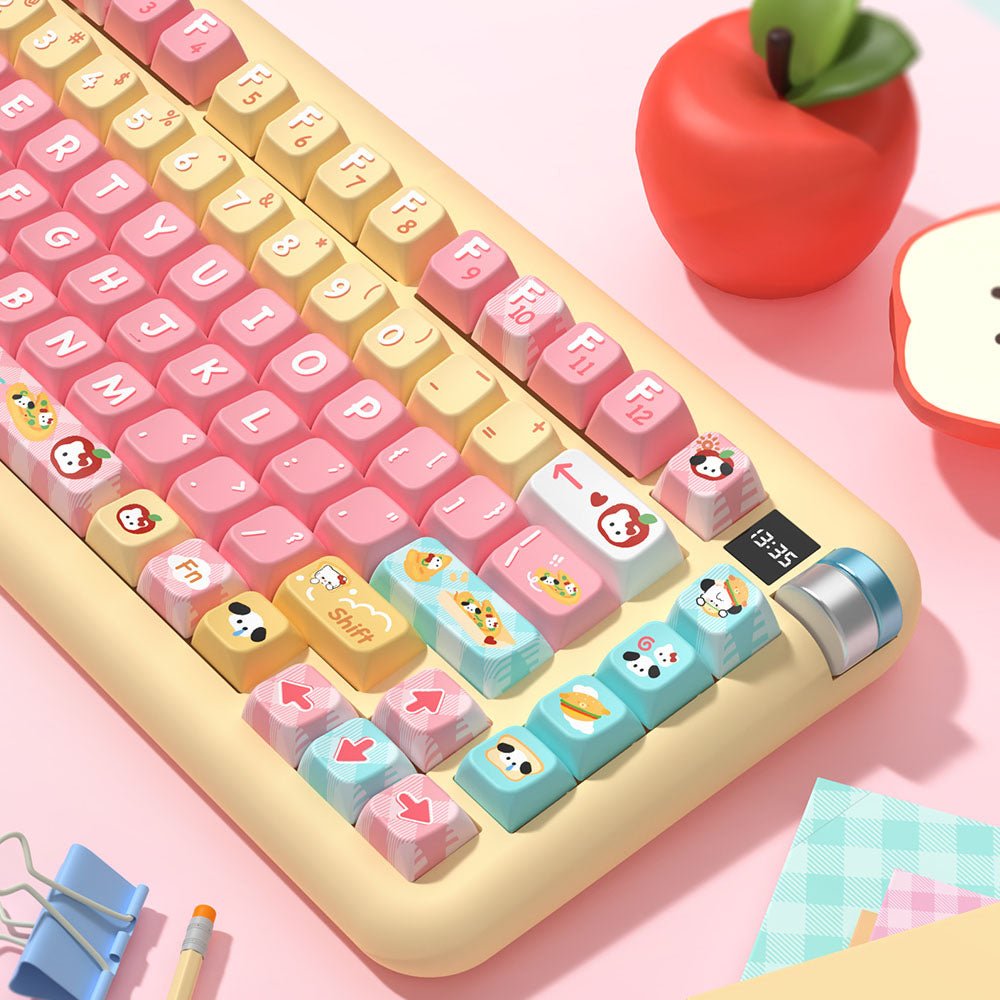 Cute Kitty Puppy Toast Theme Keycap Set
