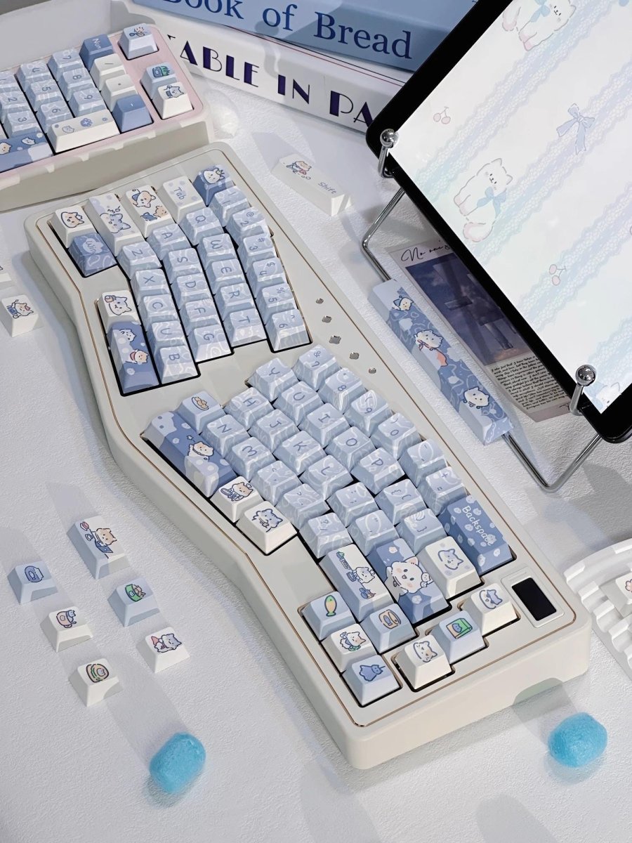 Cute Kitty's Life Theme Blue Cat Keycap Set