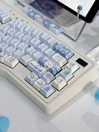 Cute Kitty's Life Theme Blue Cat Keycap Set