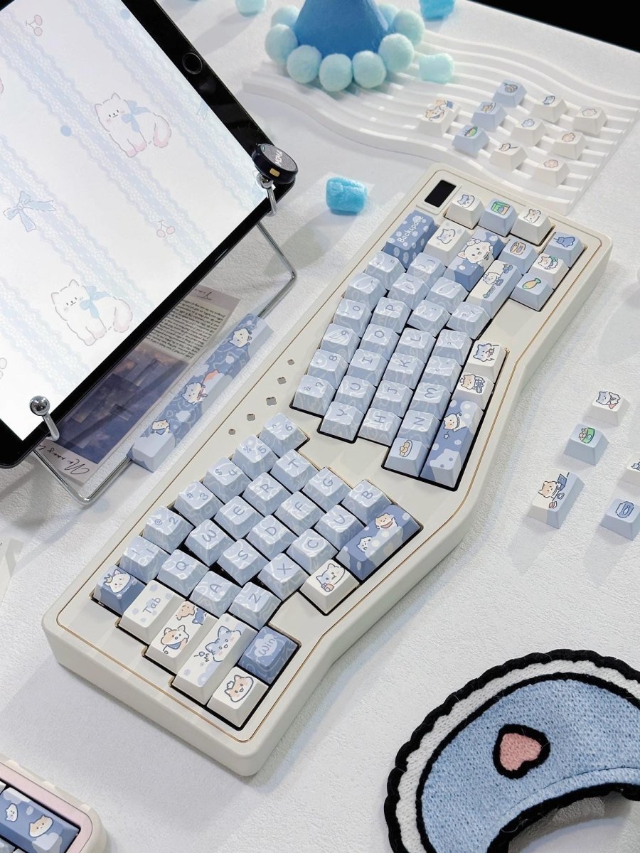 Cute Kitty's Life Theme Blue Cat Keycap Set