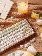 Cute Matcha Green Floral Theme Keycap Set