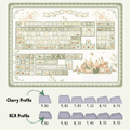 Cute Matcha Green Floral Theme Keycap Set