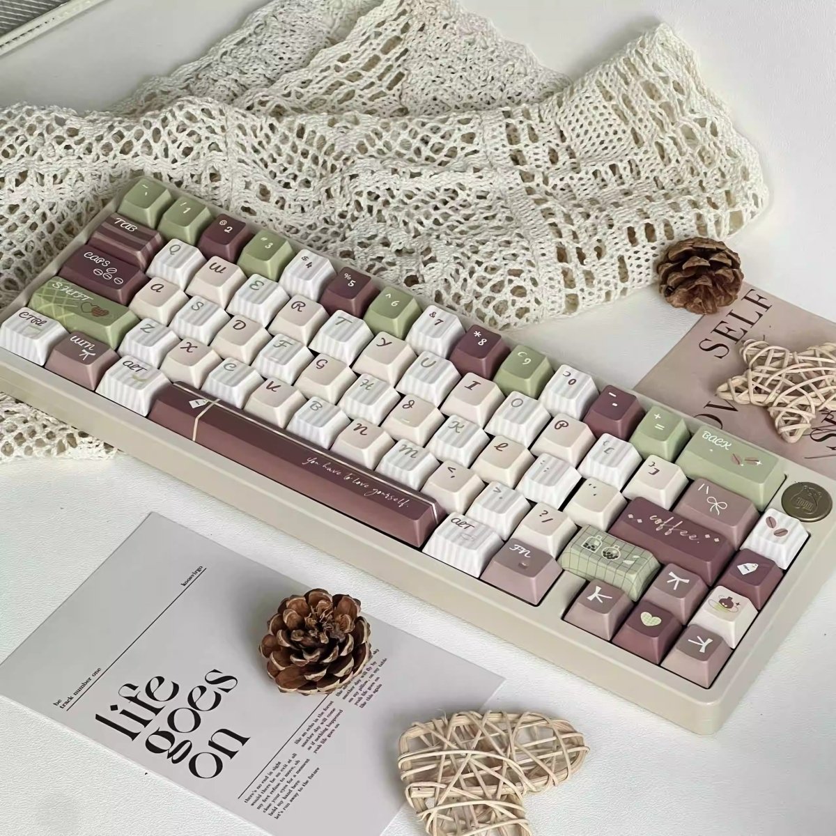 Cute Matcha Latte Coffee Theme Keycap Set