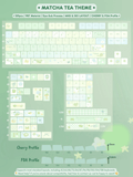 Cute Matcha Tea Theme Green Gradient Keycap Set