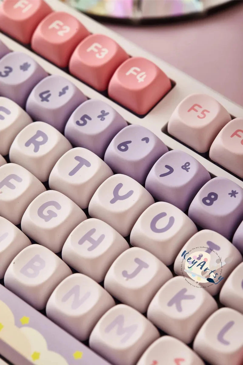 Cute Moonlight Bunny Theme PBT MOA Keycap Set