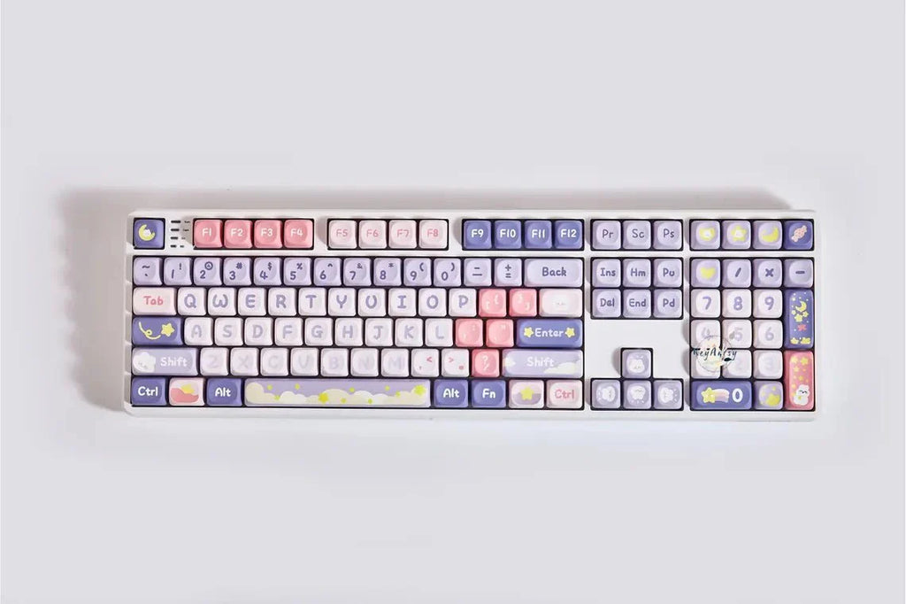 Cute Moonlight Bunny Theme PBT MOA Keycap Set