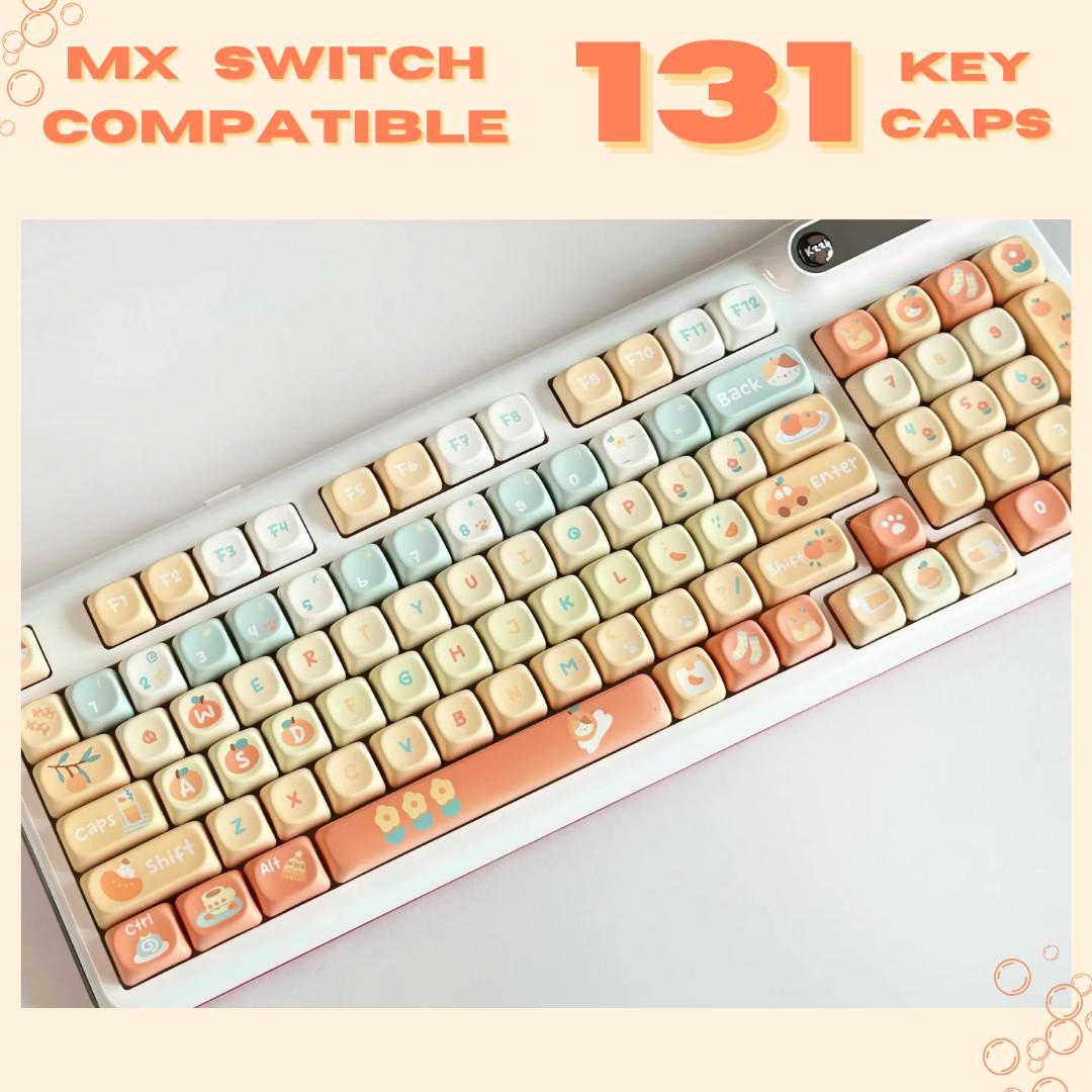 Cute Orange Soda Theme Artisan Keycap Set