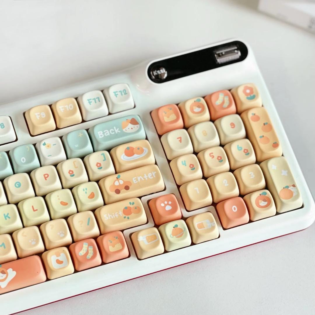 Cute Orange Soda Theme Artisan Keycap Set