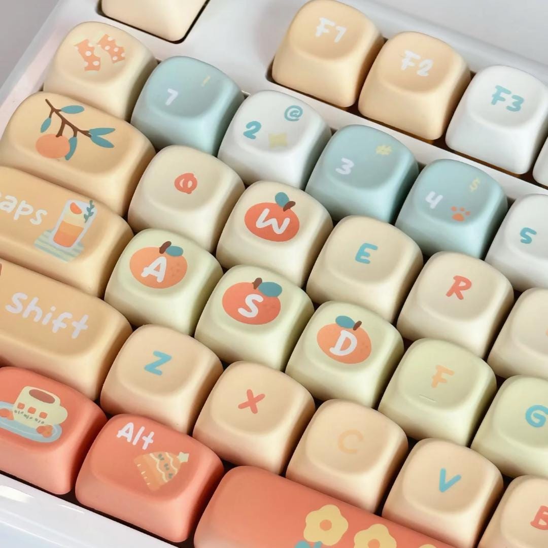 Cute Orange Soda Theme Artisan Keycap Set
