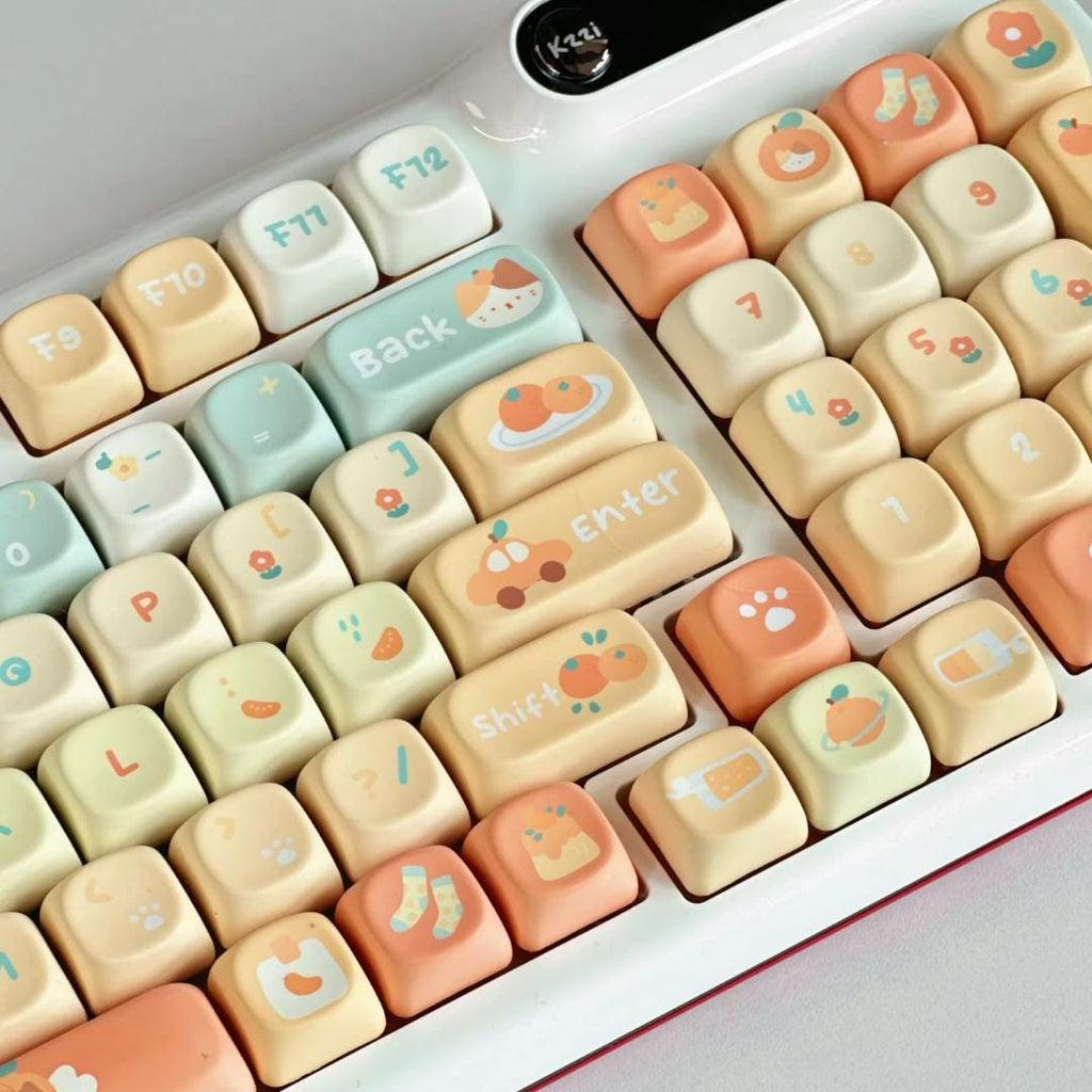 Cute Orange Soda Theme Artisan Keycap Set