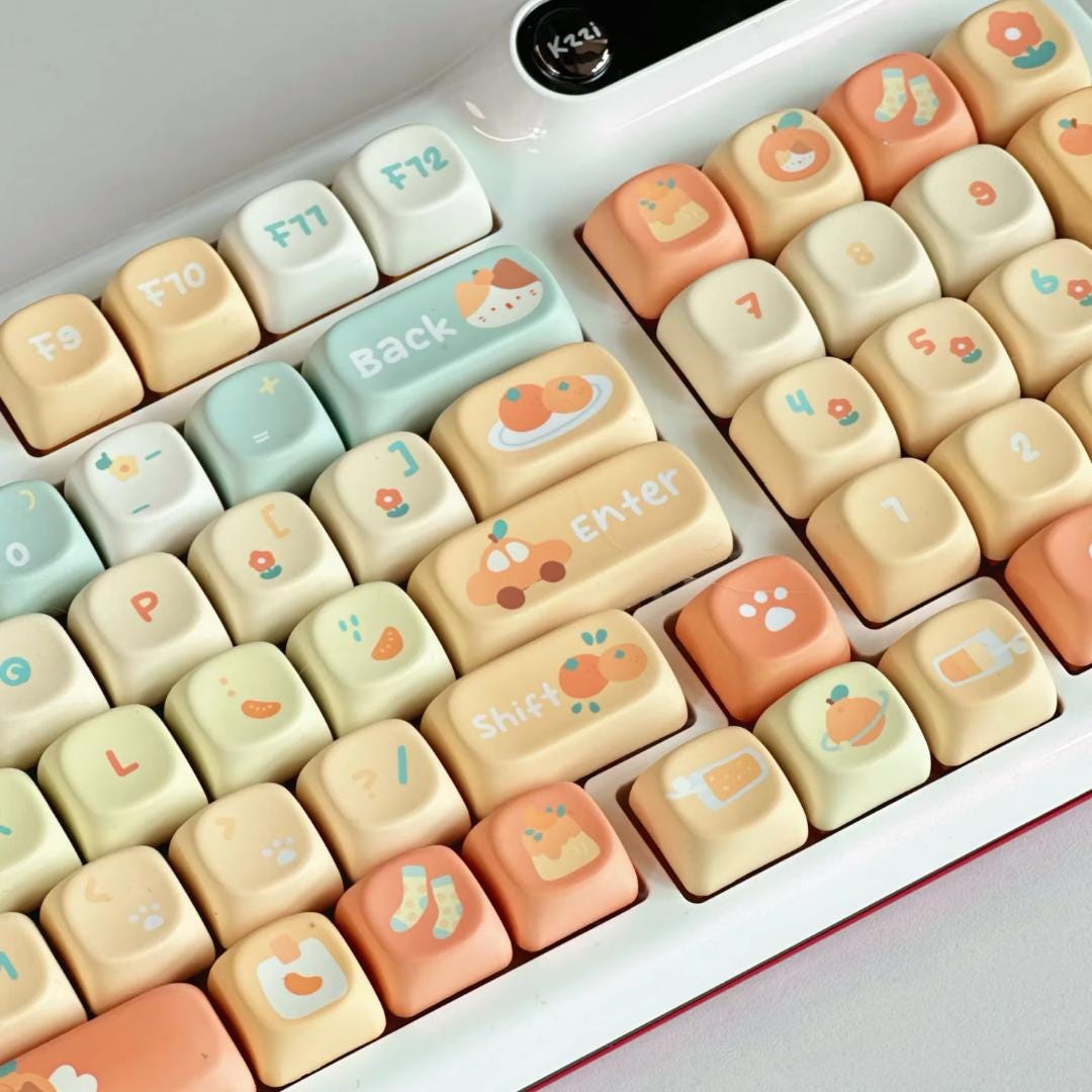 Cute Orange Soda Theme Artisan Keycap Set