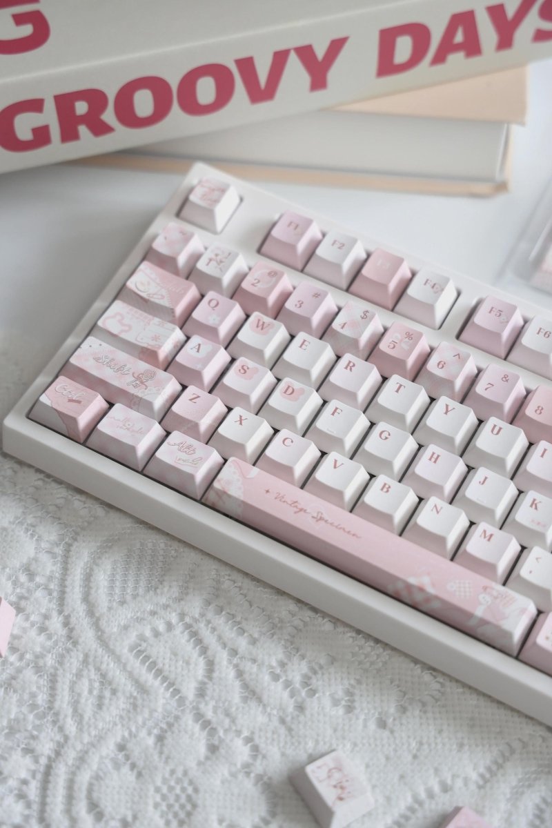 Cute Pink Bear Postcard Artisan Keycap Set