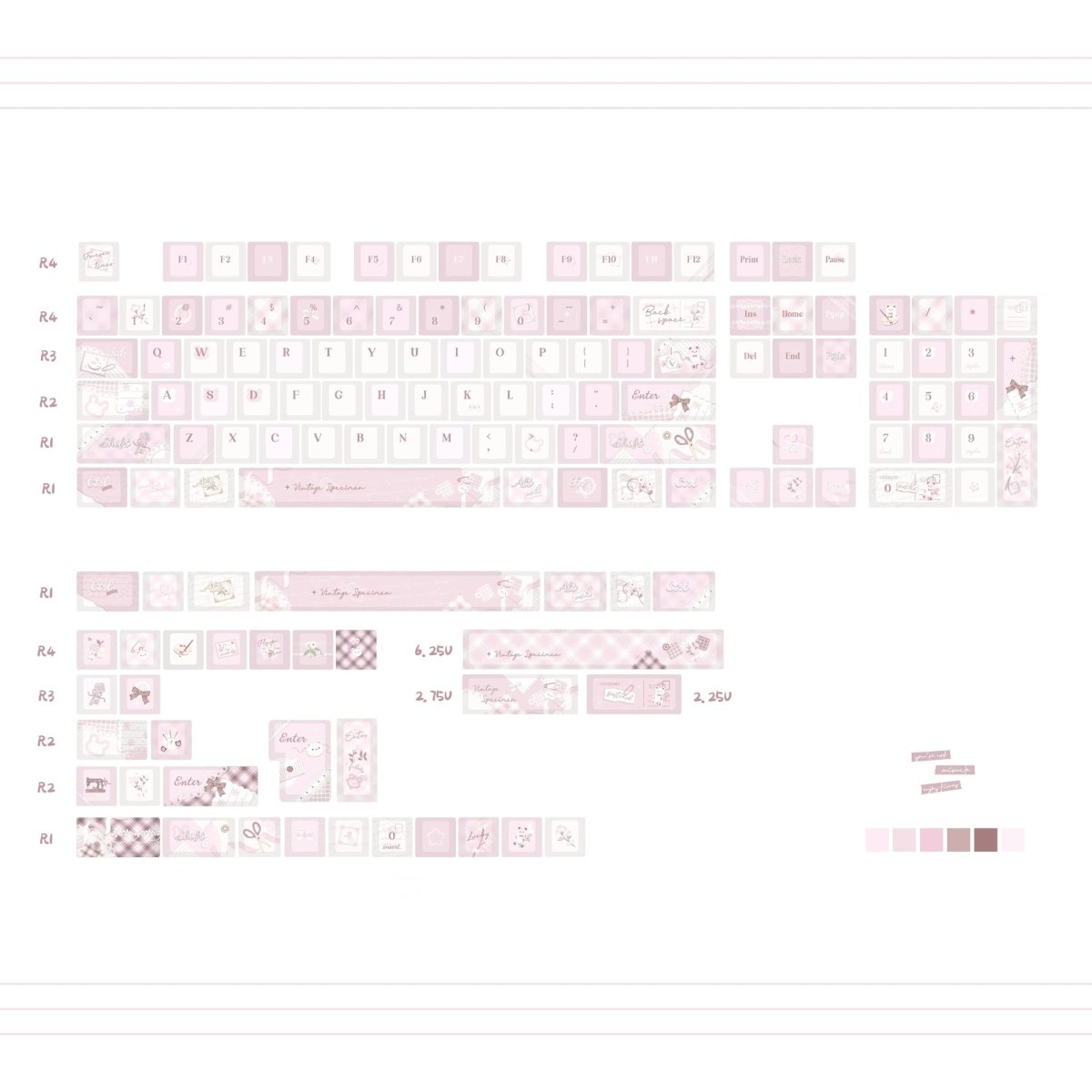 Cute Pink Bear Postcard Artisan Keycap Set