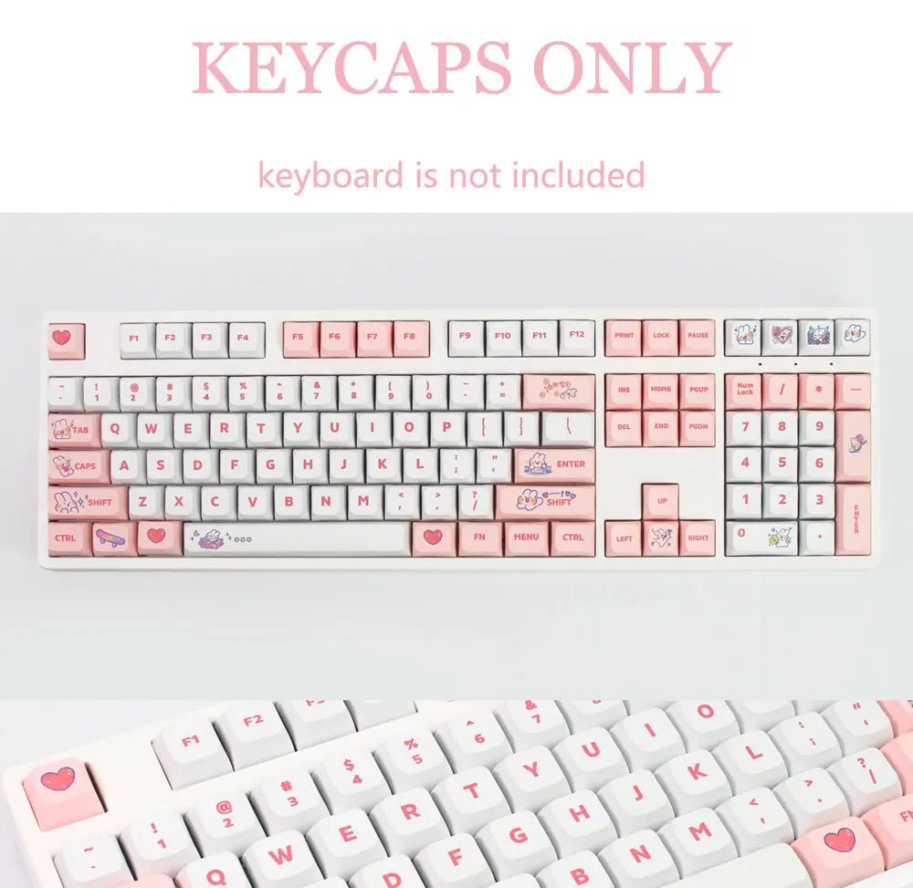 Cute Pink Bunny Theme Artisan Keycap Set