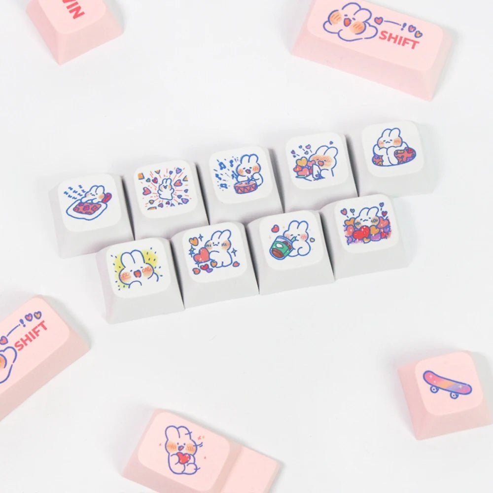 Cute Pink Bunny Theme Artisan Keycap Set
