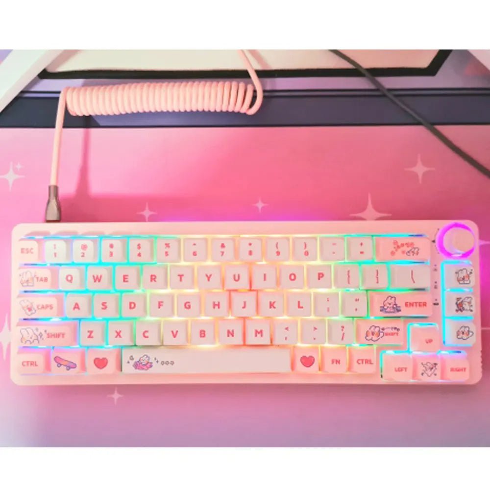 Cute Pink Bunny Theme Artisan Keycap Set