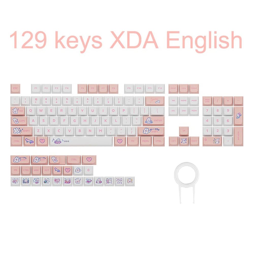 Cute Pink Bunny Theme Artisan Keycap Set
