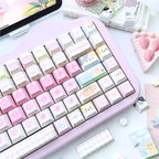 Cute Pink Cat Theme Kawaii Keycap Set