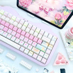 Cute Pink Cat Theme Kawaii Keycap Set