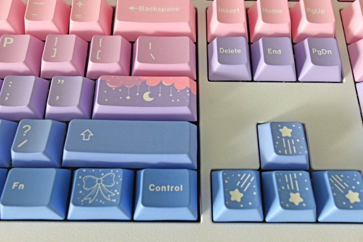 Cute Pink Fairy Moon Theme Gradient Keycap Set
