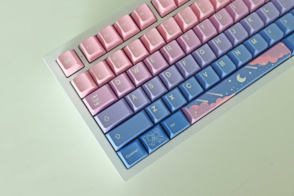 Cute Pink Fairy Moon Theme Gradient Keycap Set