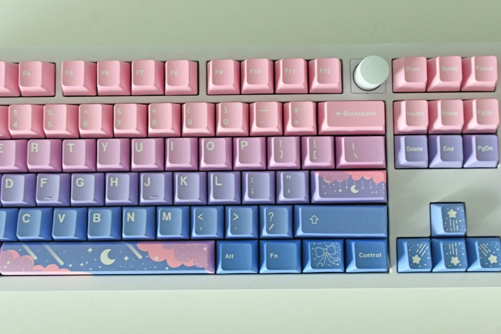 Cute Pink Fairy Moon Theme Gradient Keycap Set