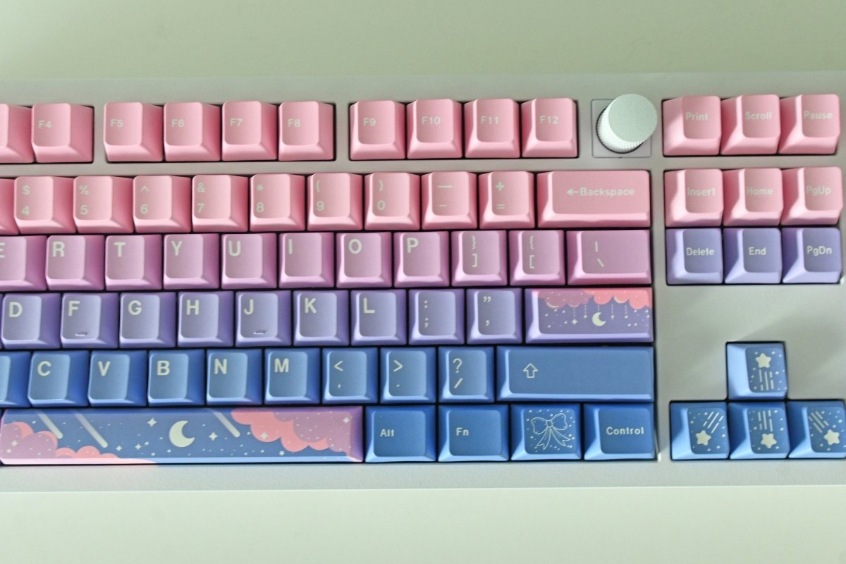 Cute Pink Fairy Moon Theme Gradient Keycap Set