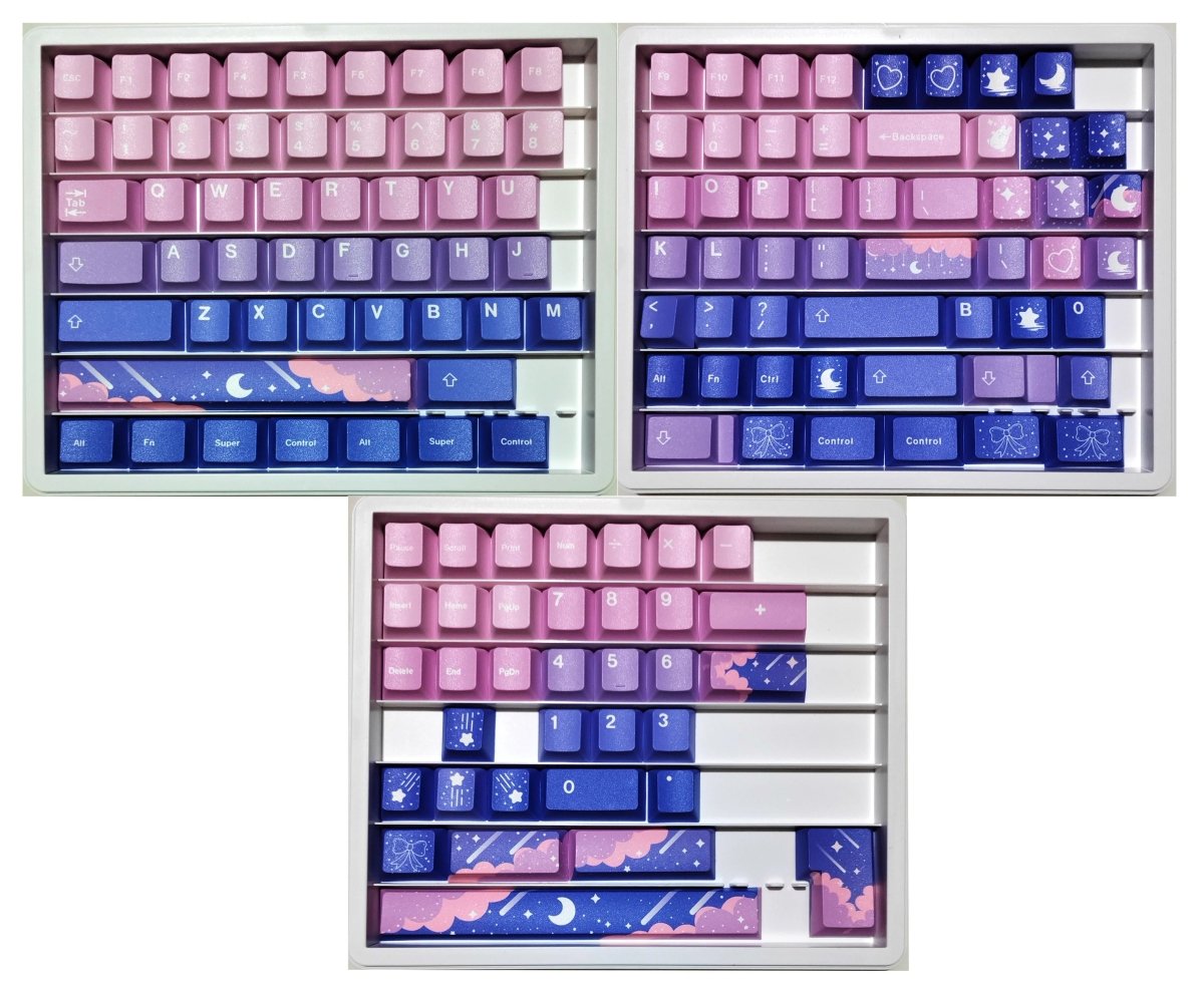 Cute Pink Fairy Moon Theme Gradient Keycap Set