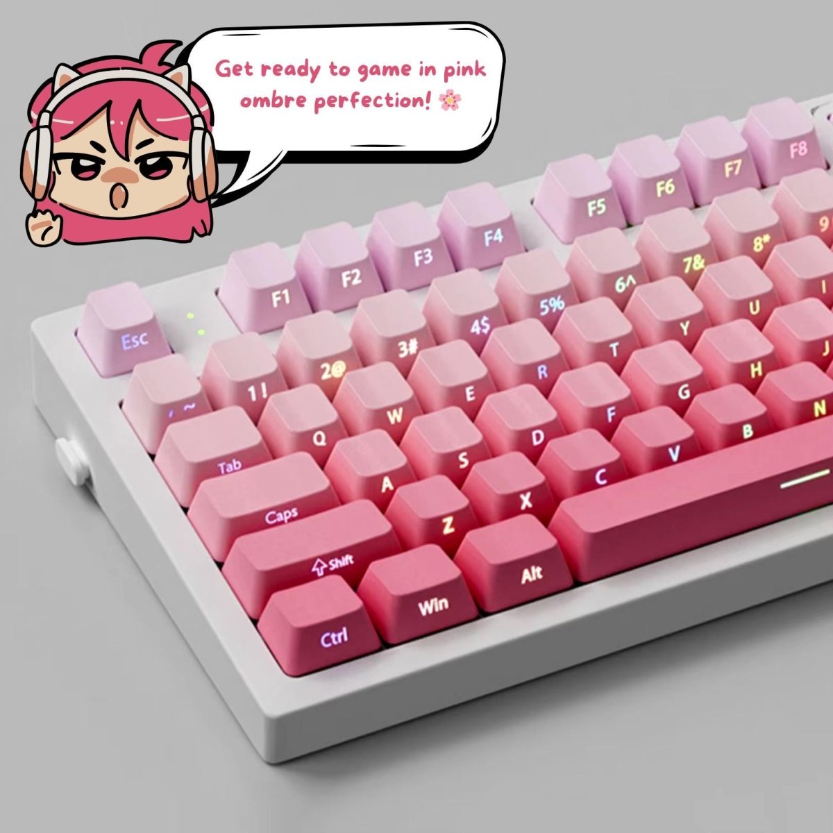 Cute Pink Gradient PBT OEM ISO Keycap Set