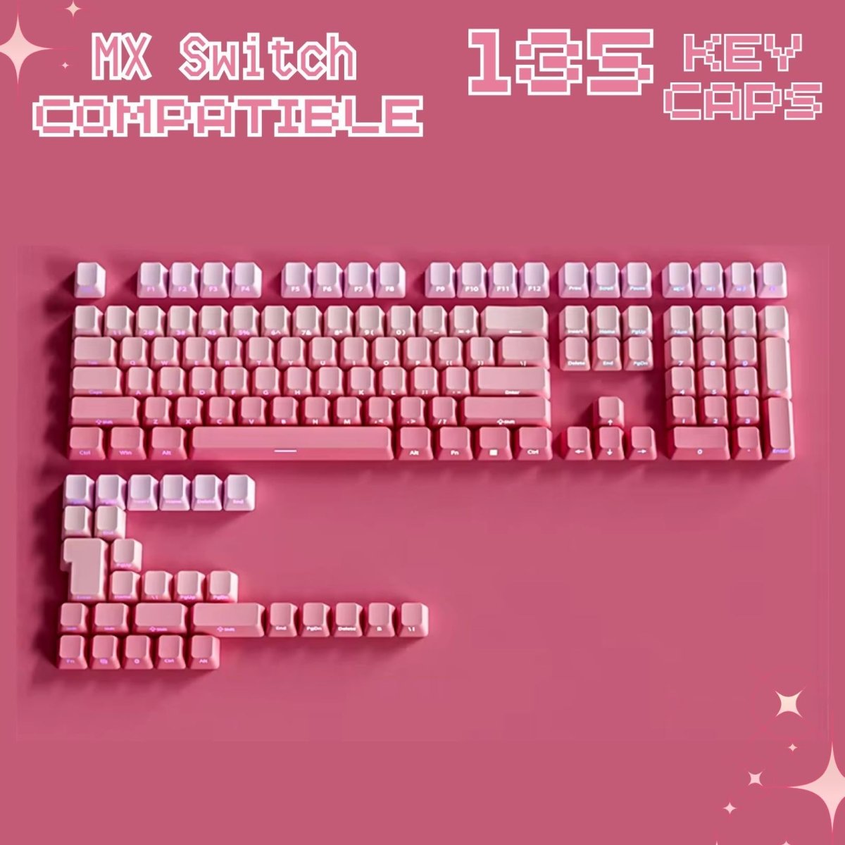 Cute Pink Gradient PBT OEM ISO Keycap Set