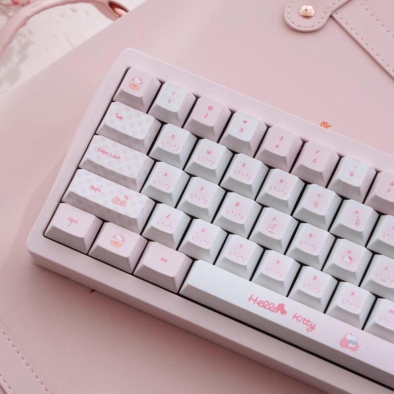 Cute Pink Hello Kitty Theme Keycap Set
