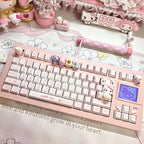 Cute Pink Hello Kitty Theme Keycap Set