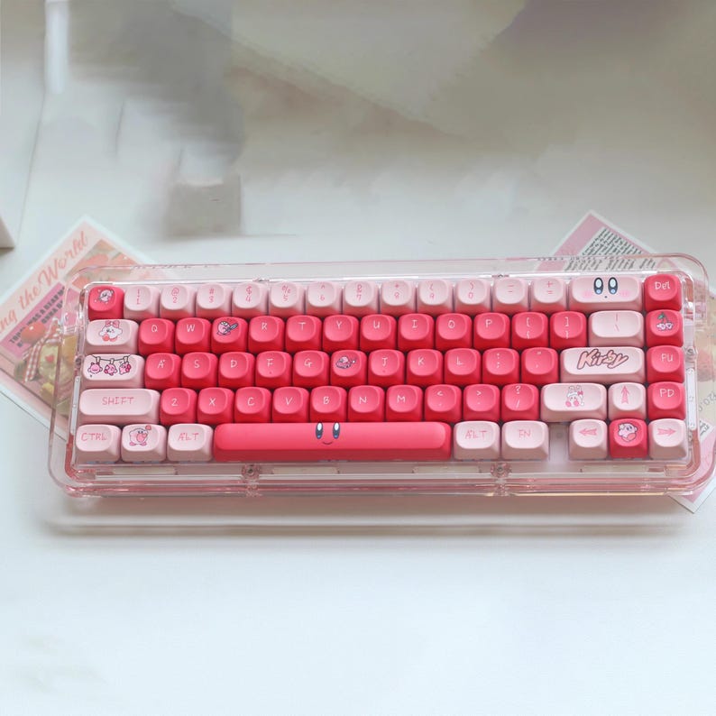 Cute Pink Kirby Theme Artisan Keycap Set