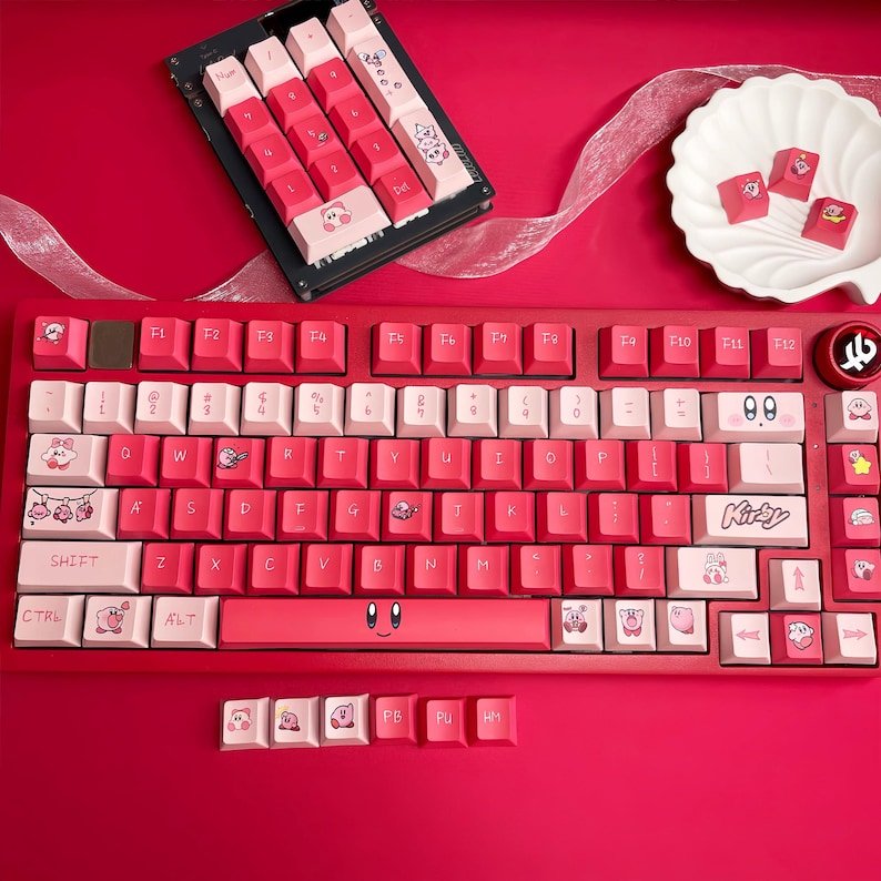 Cute Pink Kirby Theme Artisan Keycap Set