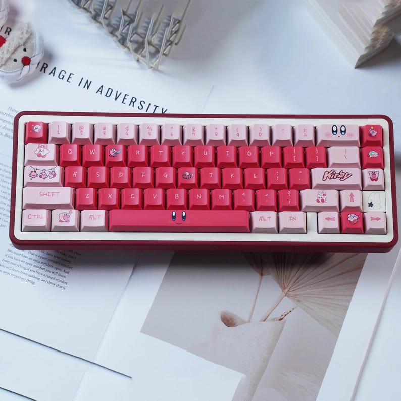 Cute Pink Kirby Theme Artisan Keycap Set
