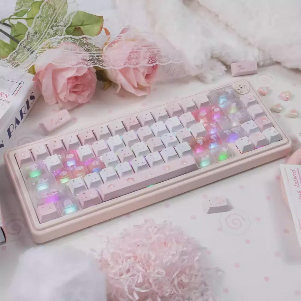 Cute Pink Melody Theme Pastel Keycap Set