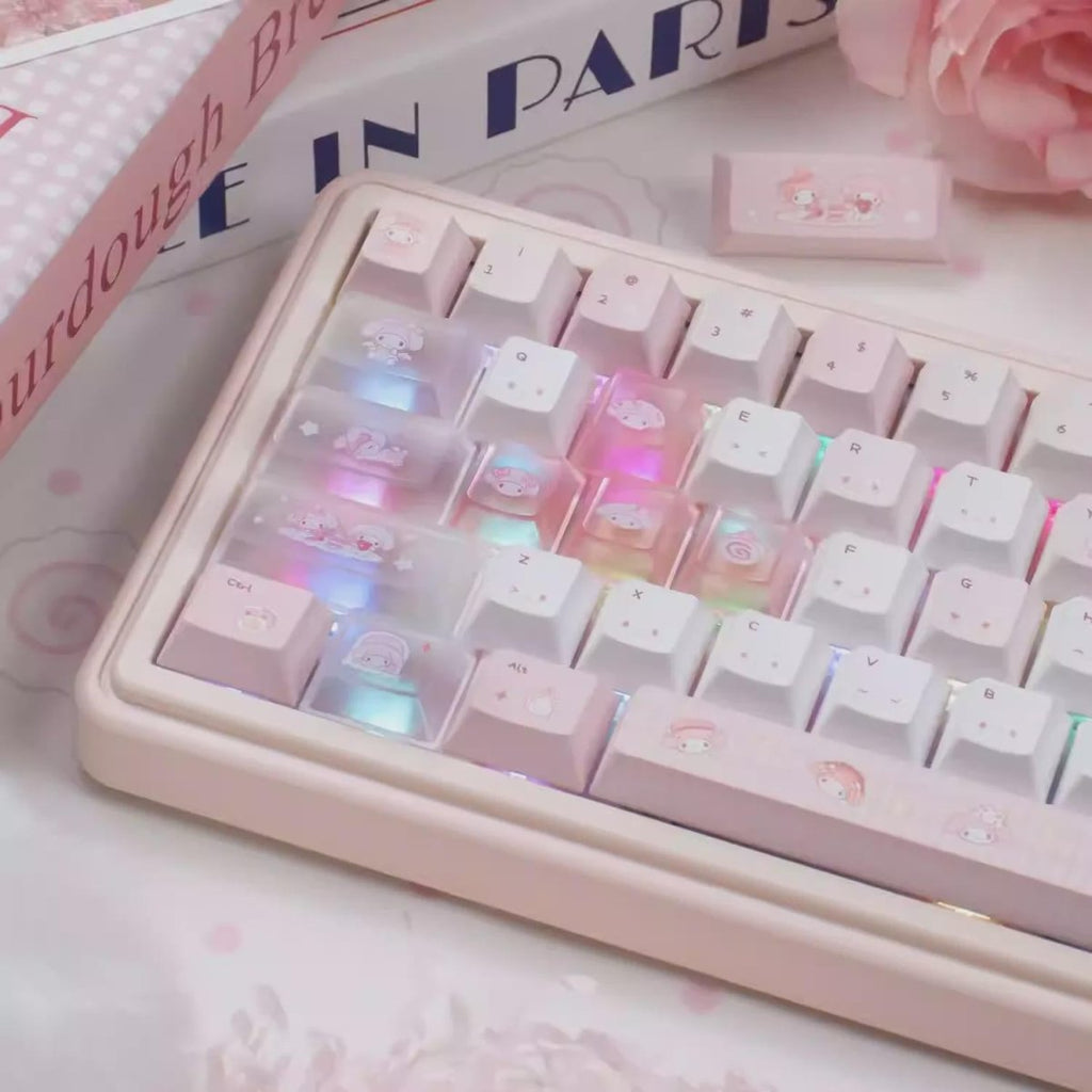 Cute Pink Melody Theme Pastel Keycap Set