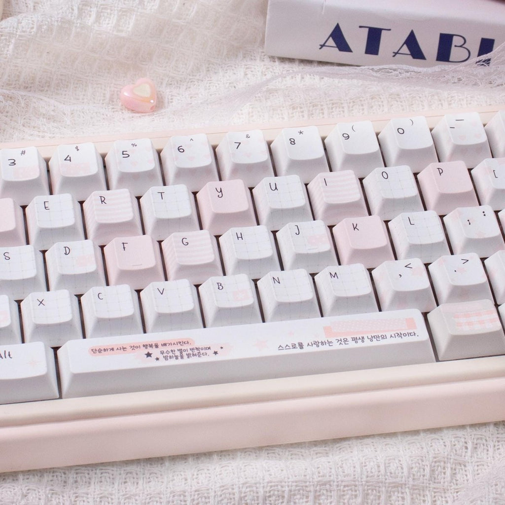 Cute Pink Notebook Theme Artisan Keycap Set