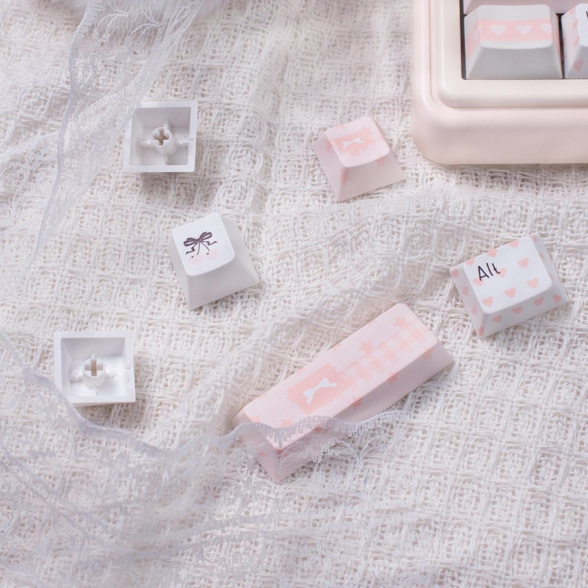 Cute Pink Notebook Theme Artisan Keycap Set