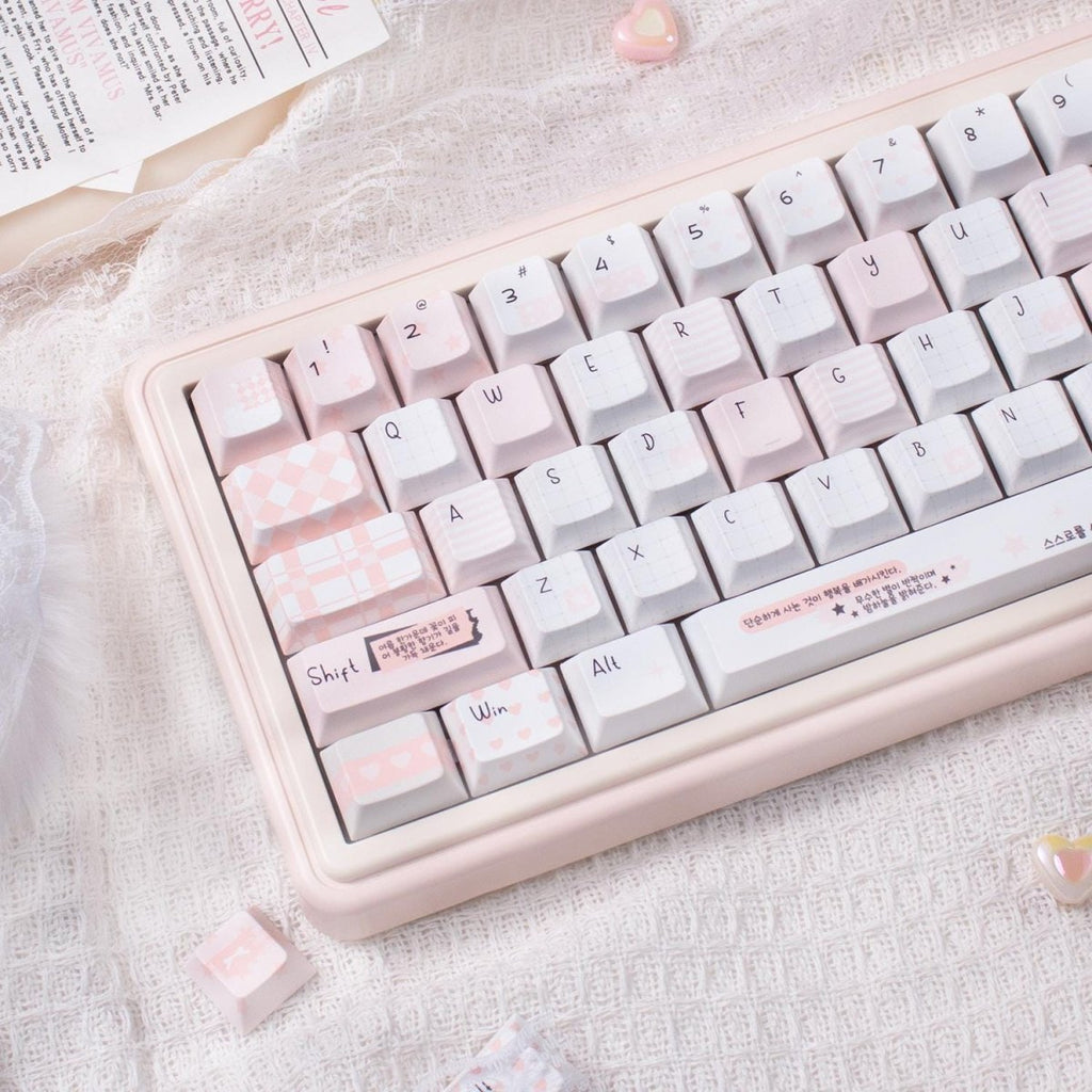 Cute Pink Notebook Theme Artisan Keycap Set