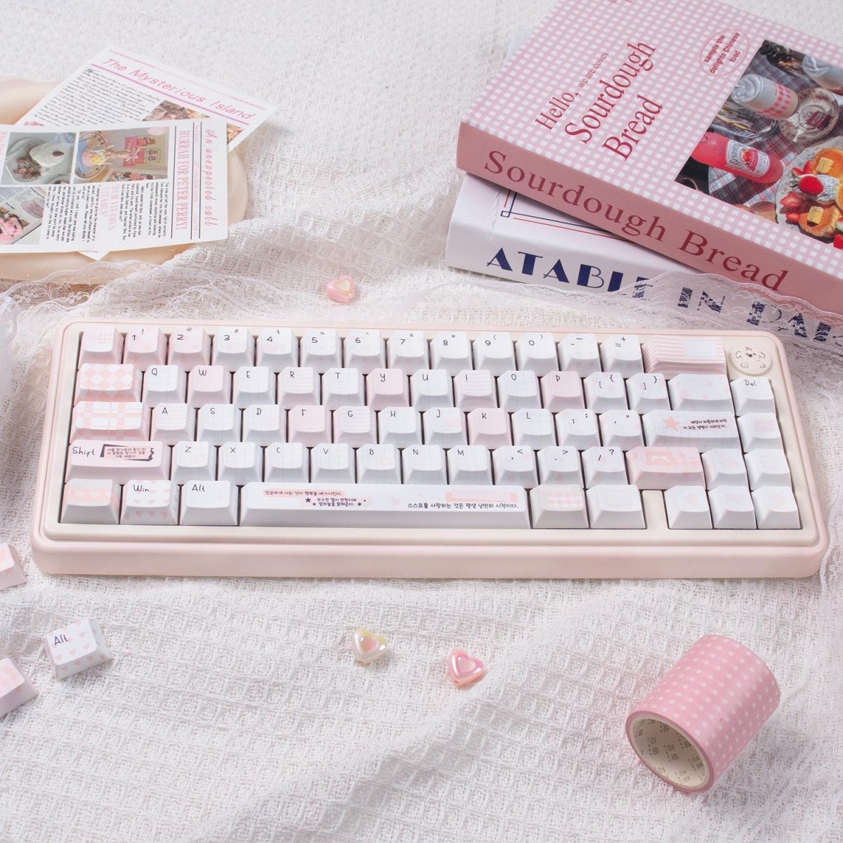 Cute Pink Notebook Theme Artisan Keycap Set