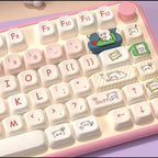 Cute Pink Secret Agent Bear Theme Keycap Set