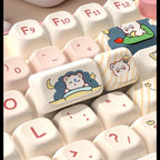 Cute Pink Secret Agent Bear Theme Keycap Set